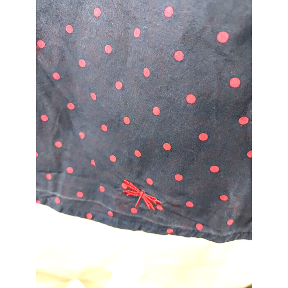 Talbots Women's Shirt Size 12 Roll Tab Cotton Navy Blue Red Polka Dot - Picture 9 of 10